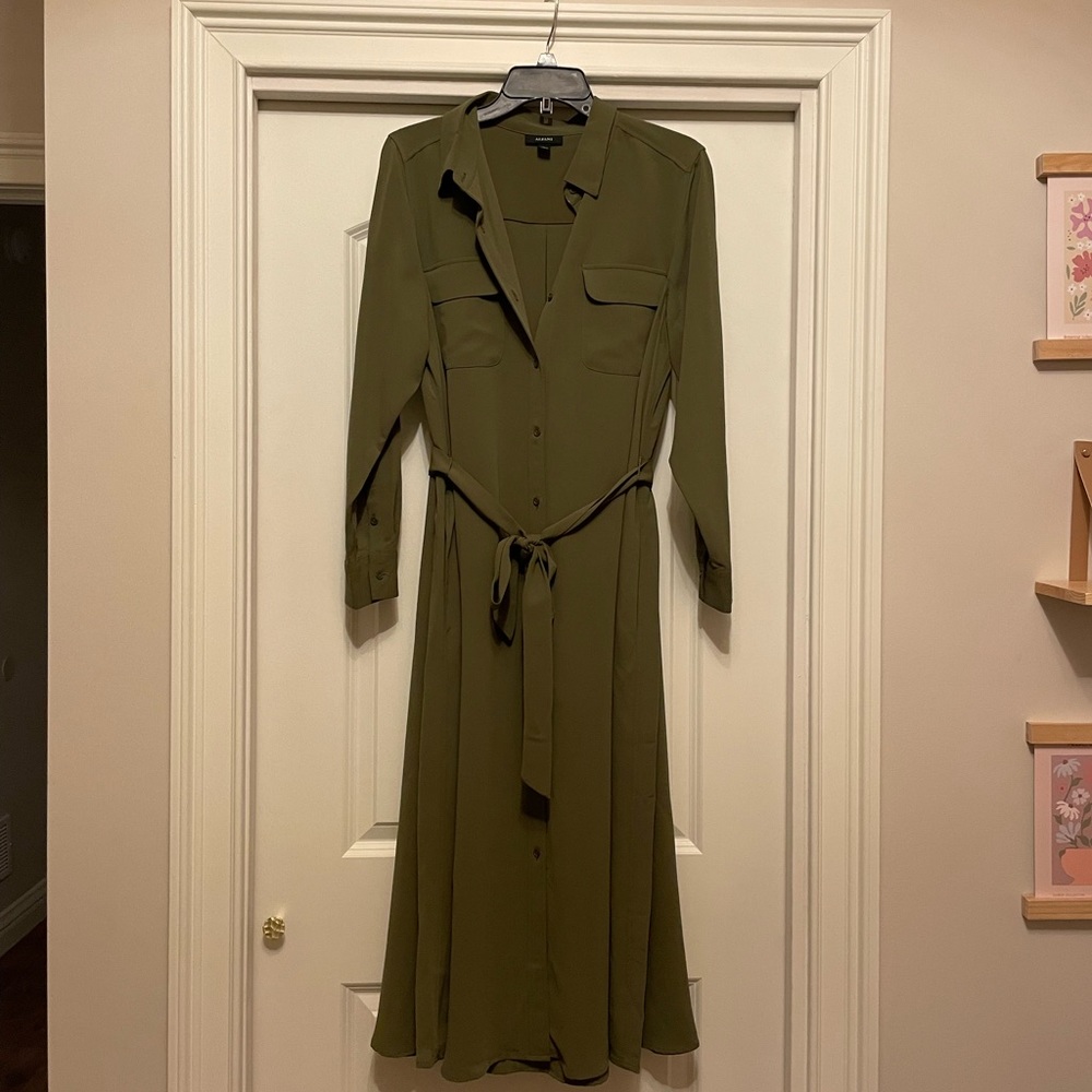 Olive green button maxi dress